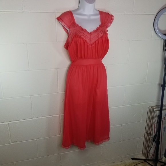 Vtg 50s Miss Elaine nylon dress nightgown - Picture 7 of 10